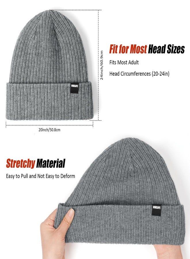 Wmcaps قبعة شتوية مبطنة بالفرو الحراري من Wmcaps للرجال والنساء، قبعة محبوكة ناعمة ودافئة، قبعة صوفية للطقس البارد، لون أسود - Image 3